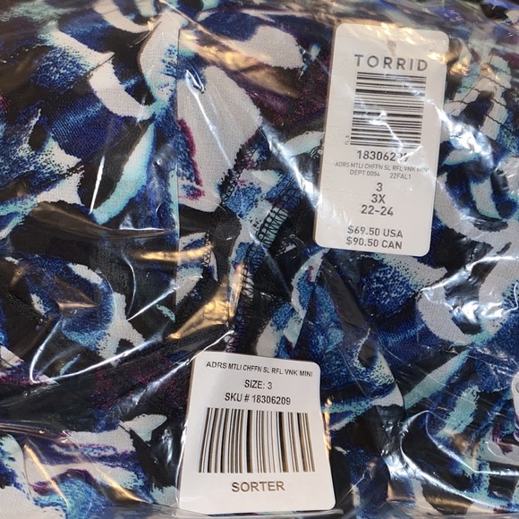 NWT TORRID Mini Chiffon Ruffle Dress - Black Abstract - Picture 9 of 9